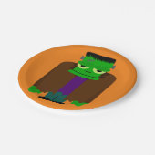 Frankenmonster Halloween-Kleid Pappteller (Schrägansicht)