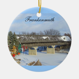 Frankenmuth hölzerne überdachte Brücke Michigan Keramik Ornament