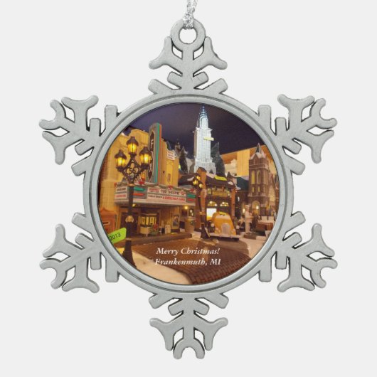 Frankenmuth Schneeflocke-Verzierung 1 Schneeflocken Zinn-Ornament (Vorderseite)