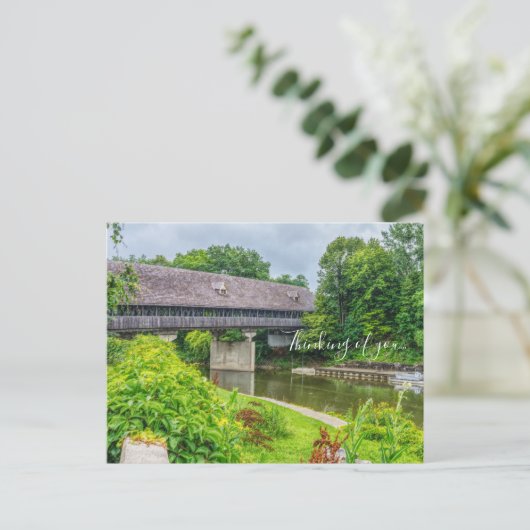 Frankenmuths Covered Bridge Denken Sie an Sie Postkarte (Stehend Vorderseite)