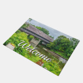 Frankenmuths Covered Bridge Willkommen bei der Tür Fußmatte (Schrägansicht)