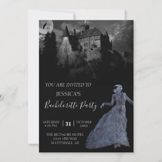 Frankenstein-Bachelorette Halloween Einladung (Vorderseite)