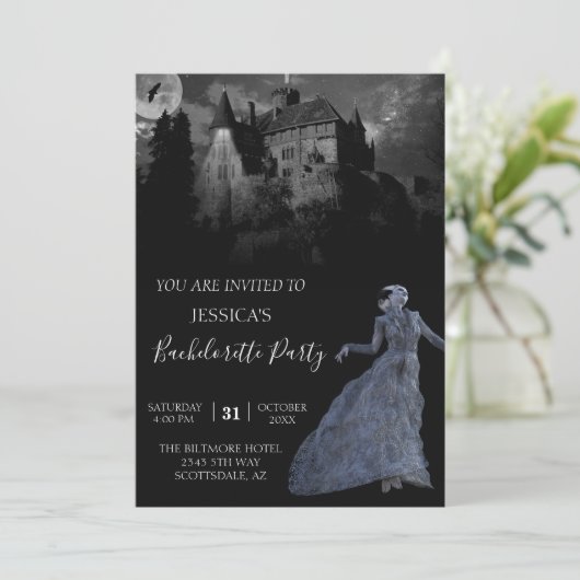 Frankenstein-Bachelorette Halloween Einladung (Stehend Vorderseite)