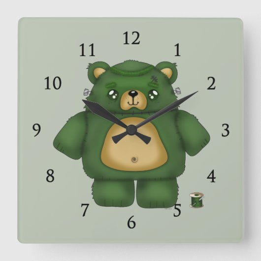 Frankenstein-Bär Quadratische Wanduhr (Vorderseite)