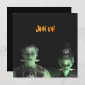 Frankenstein & Bride - Halloween-Party Einladung (Vorne/Hinten)