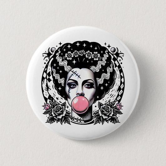 Frankenstein-Bubblegum-Monster-Halloween Button (Vorderseite)