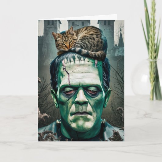 Frankenstein Cat Nickerchen Karte (Vorderseite)