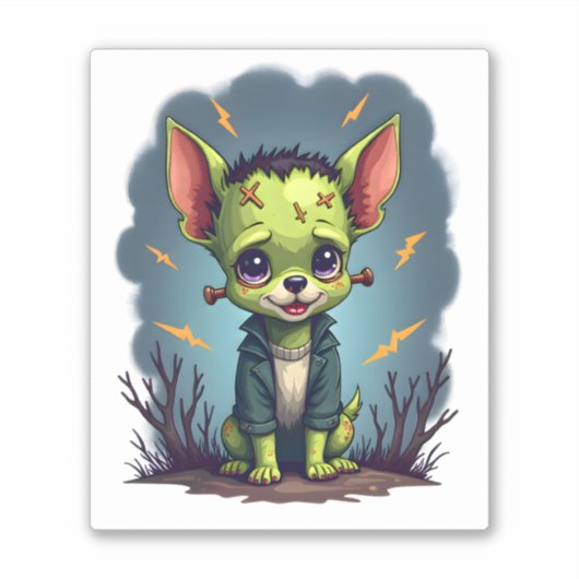 Frankenstein Chihuahua Shock Aufkleber (Vorderseite)