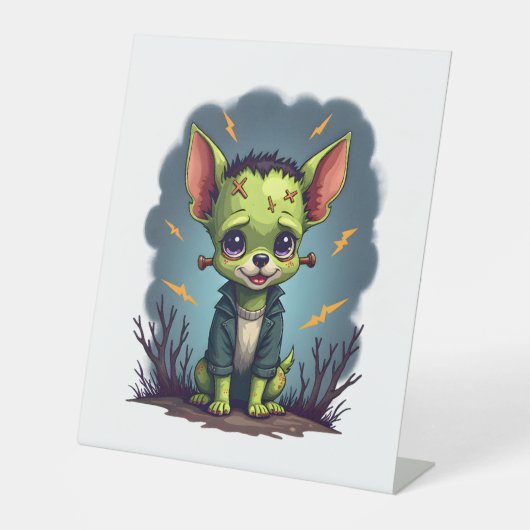 Frankenstein Chihuahua Shock Sockelschild (Vorderseite)