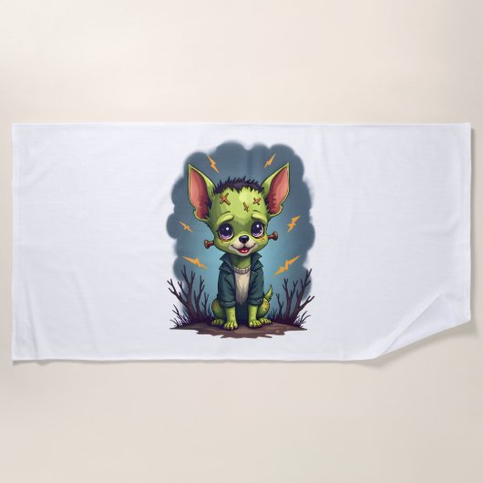 Frankenstein Chihuahua Shock Strandtuch (Vorderseite)