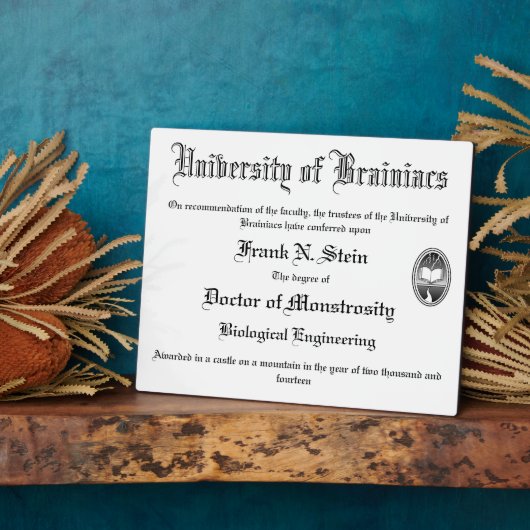 Frankenstein Diplomausstellung Fotoplatte (Seite)