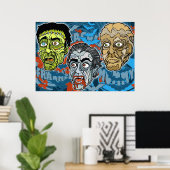 Frankenstein Dracula The Mummy Poster (Heimbüro)