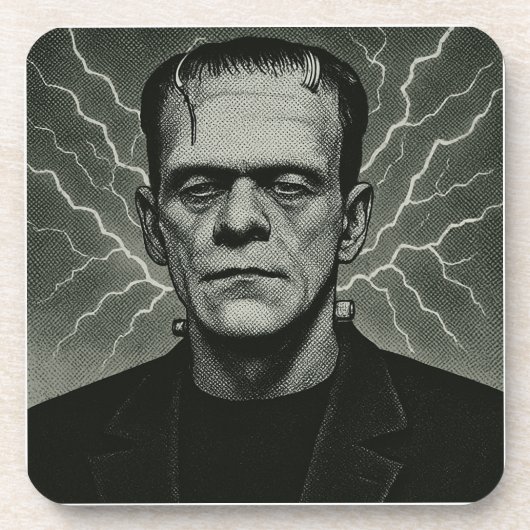 Frankenstein Electricity Art Getränkeuntersetzer (Vorderseite)