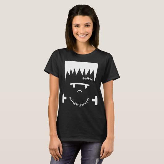 Frankenstein Face Funny Halloween Costume T-Shirt (Vorne ganz)