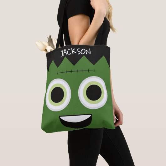 Frankenstein Face Personalisiert Trick oder Treat Tasche (Von Nahem)