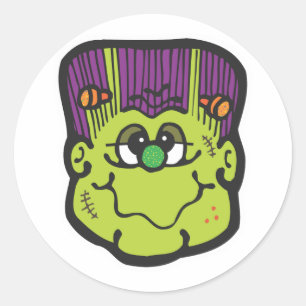 Frankenstein Gesicht Cartoon Runder Aufkleber
