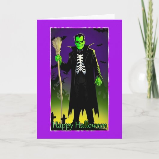 Frankenstein Halloween Card Feiertagskarte (Vorderseite)