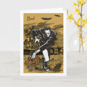 Frankenstein Halloween Card Karte (Gelbe Blume)