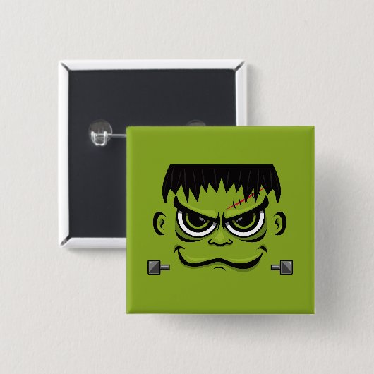 Frankenstein Halloween Face Button (Vorne & Hinten)