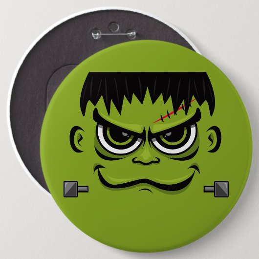 Frankenstein Halloween Face Button (Vorne & Hinten)