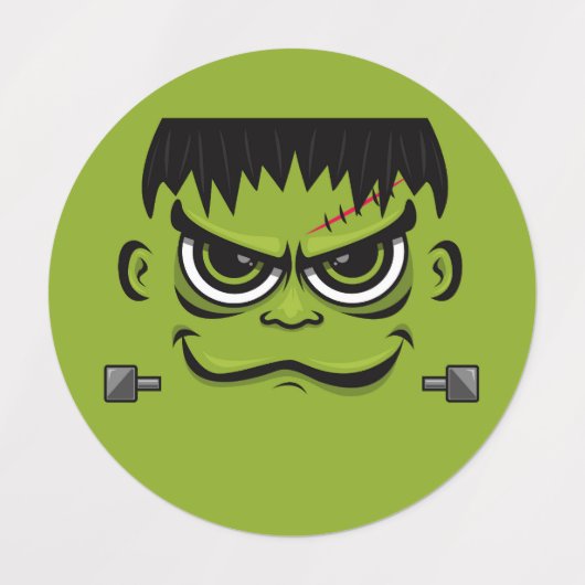 Frankenstein Halloween Face Etiketten (Design 2)