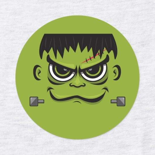 Frankenstein Halloween Face Etiketten (Design 1)