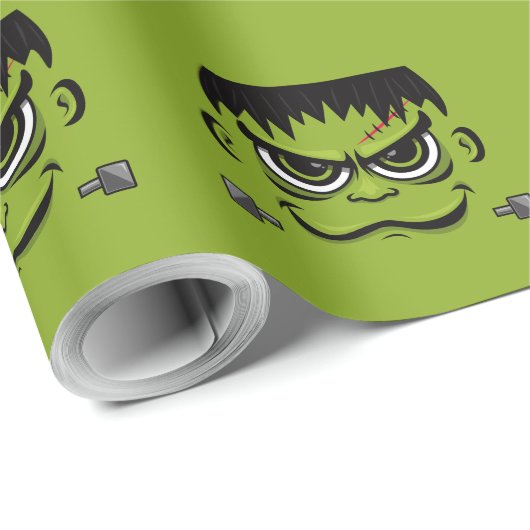 Frankenstein Halloween Face Geschenkpapier (Rolleneckpunkt)