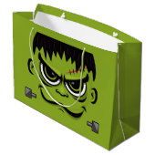 Frankenstein Halloween Face Große Geschenktüte (Rückseite Schrägansicht)