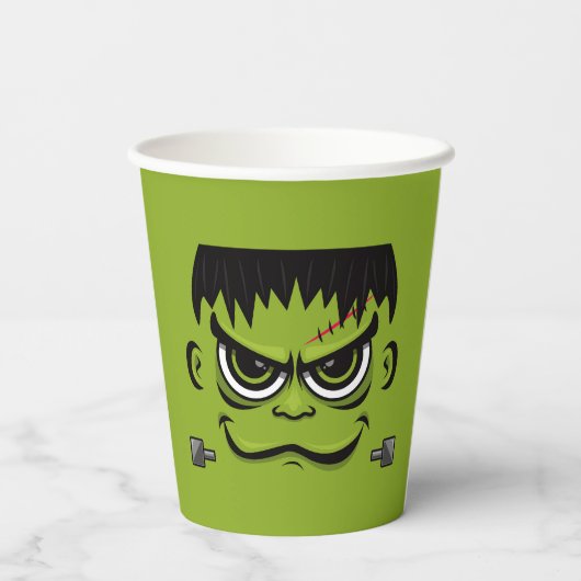 Frankenstein Halloween Face Pappbecher (Rückseite)
