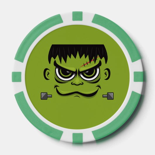 Frankenstein Halloween Face Pokerchips (Vorderseite)