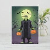 Frankenstein Halloween Greetings Card Feiertagskarte (Stehend Vorderseite)