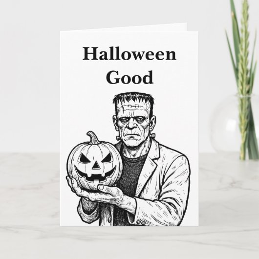Frankenstein Halloween Gut Karte (Vorderseite)