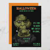 Frankenstein Halloween Monster Dangerous Party Einladung (Vorne/Hinten)