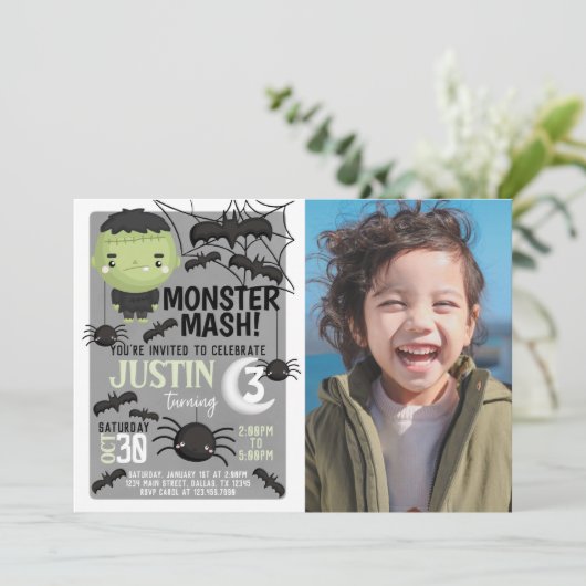 Frankenstein Halloween Party Einladung (Stehend Vorderseite)