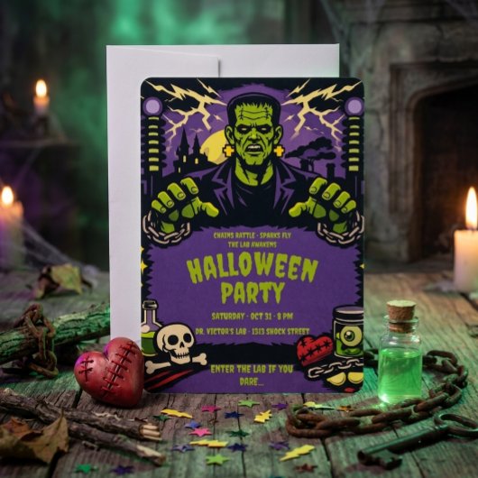 Frankenstein Halloween-Party Einladung
