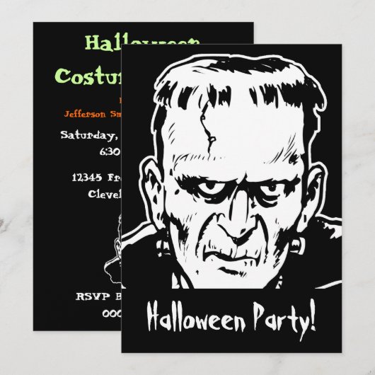 Frankenstein Halloween-Party Einladung (Vorne/Hinten)