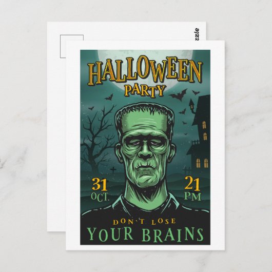 Frankenstein Halloween-Party Postcard Postkarte (Vorne/Hinten)