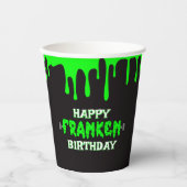 Frankenstein Happy Birthday Halloween Green Slime Pappbecher (Vorderseite)
