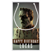 Frankenstein Head Birthday Chocolate Cake Kleine Geschenktüte (Rückseite)