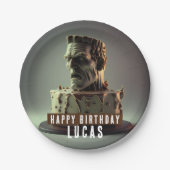 Frankenstein Head Birthday Chocolate Cake Pappteller (Vorderseite)