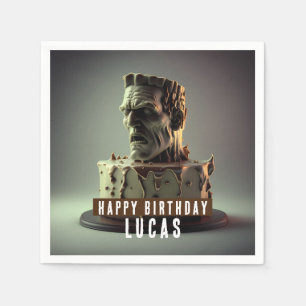 Frankenstein Head Birthday Chocolate Cake Serviette