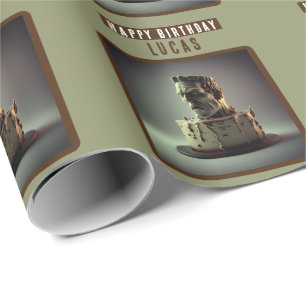 Frankenstein Head Chocolate Cake Geschenkpapier