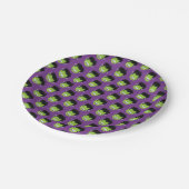 Frankenstein Head Halloween Green Lila Pattern Pappteller (Schrägansicht)