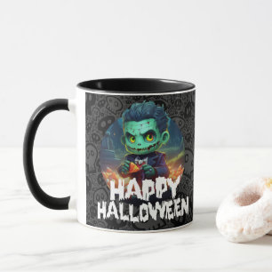 Frankenstein isst Süßigkeiten Frohes Halloween Tasse