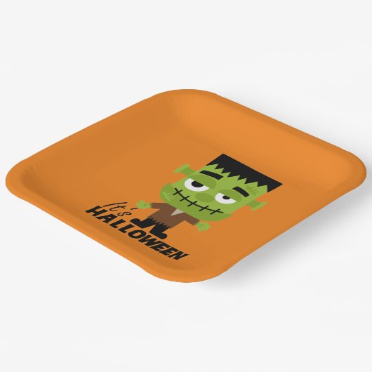 Frankenstein ist Halloween Pappteller (Gewinkelt)