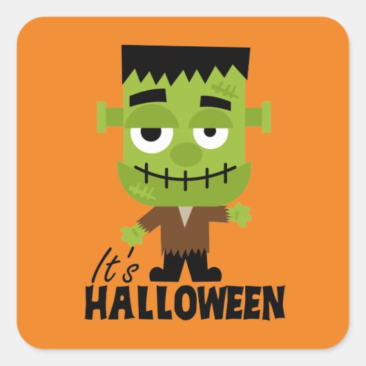 Frankenstein ist Halloween Quadratischer Aufkleber (Vorderseite)