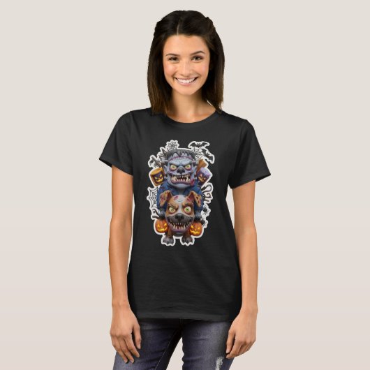 Frankenstein Monster and Zombie Dog T-Shirt (Vorne ganz)