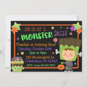 Frankenstein Monster Bash Halloween Einladung
