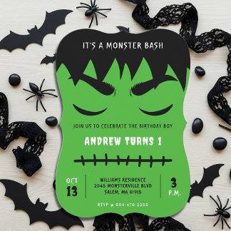 Frankenstein Monster Bash Halloween Geburtstagspar Einladung