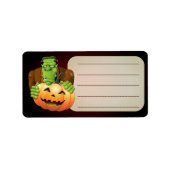 Frankenstein Monster Cartoon mit Pumpkin Adressaufkleber (Vorne)